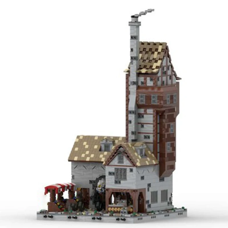 Casa de puente Medieval MOC, arquitectura Medieval (puente y casa), edificio educativo, bloques diy, juguetes de cumpleaños, regalo, 3146 Uds.