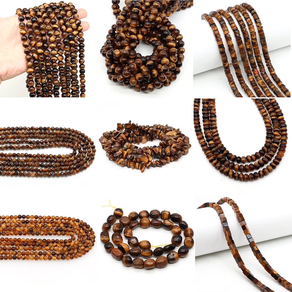 Natural Tiger Eye Stone Beads Faceted Round Square Rondelle 
