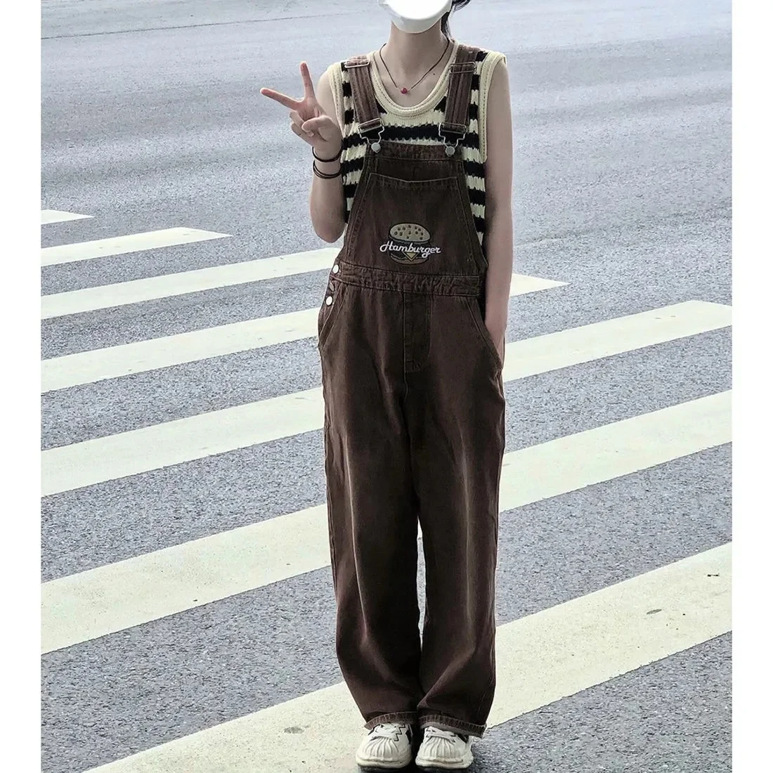 여성용 점프수트 청바지 롱 오버올 활동 행사 아름다운 야외 비대칭 단색 허리 없는 고품질