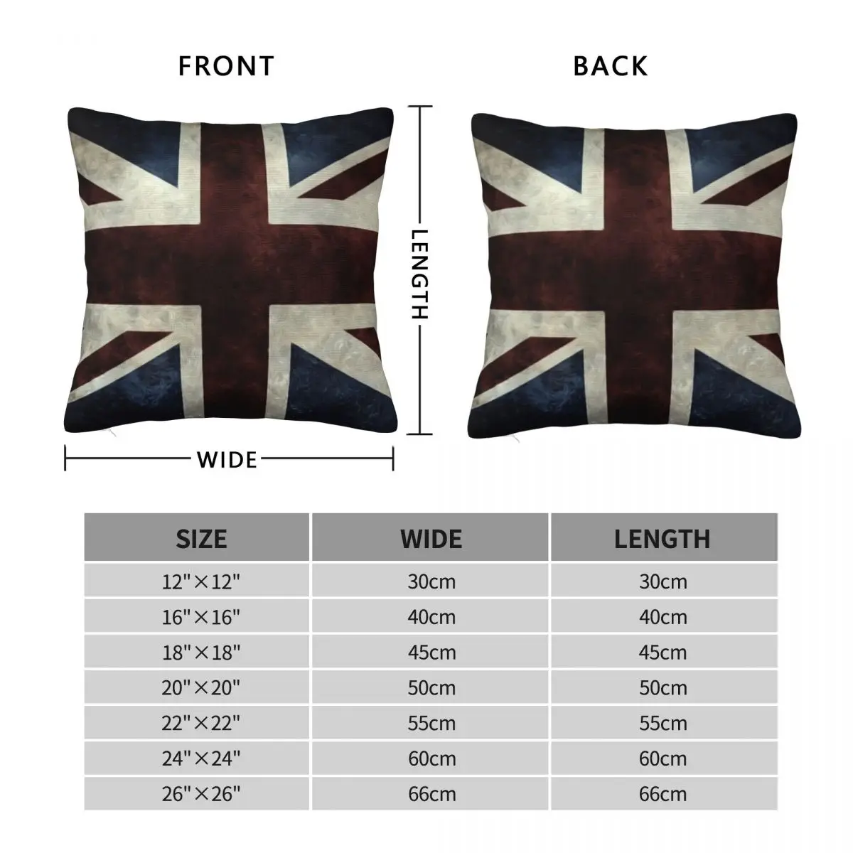 Grunge Looking Distressed Union Jack Square Pillowcase Polyester Linen Velvet Creative Zip Decor Throw Pillow Case Cushion Cover