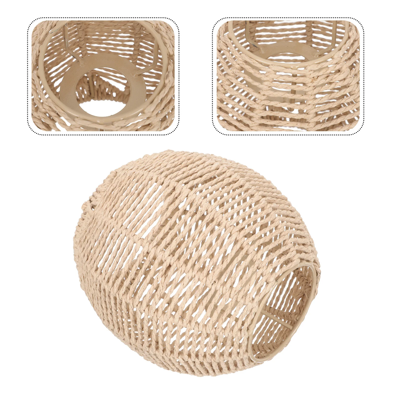 

Round Pendant Light Shade Paper Lamp Shade Imitation Woven Rattan Lampshade Ceiling Light Cover Decoration for Bedroom Living