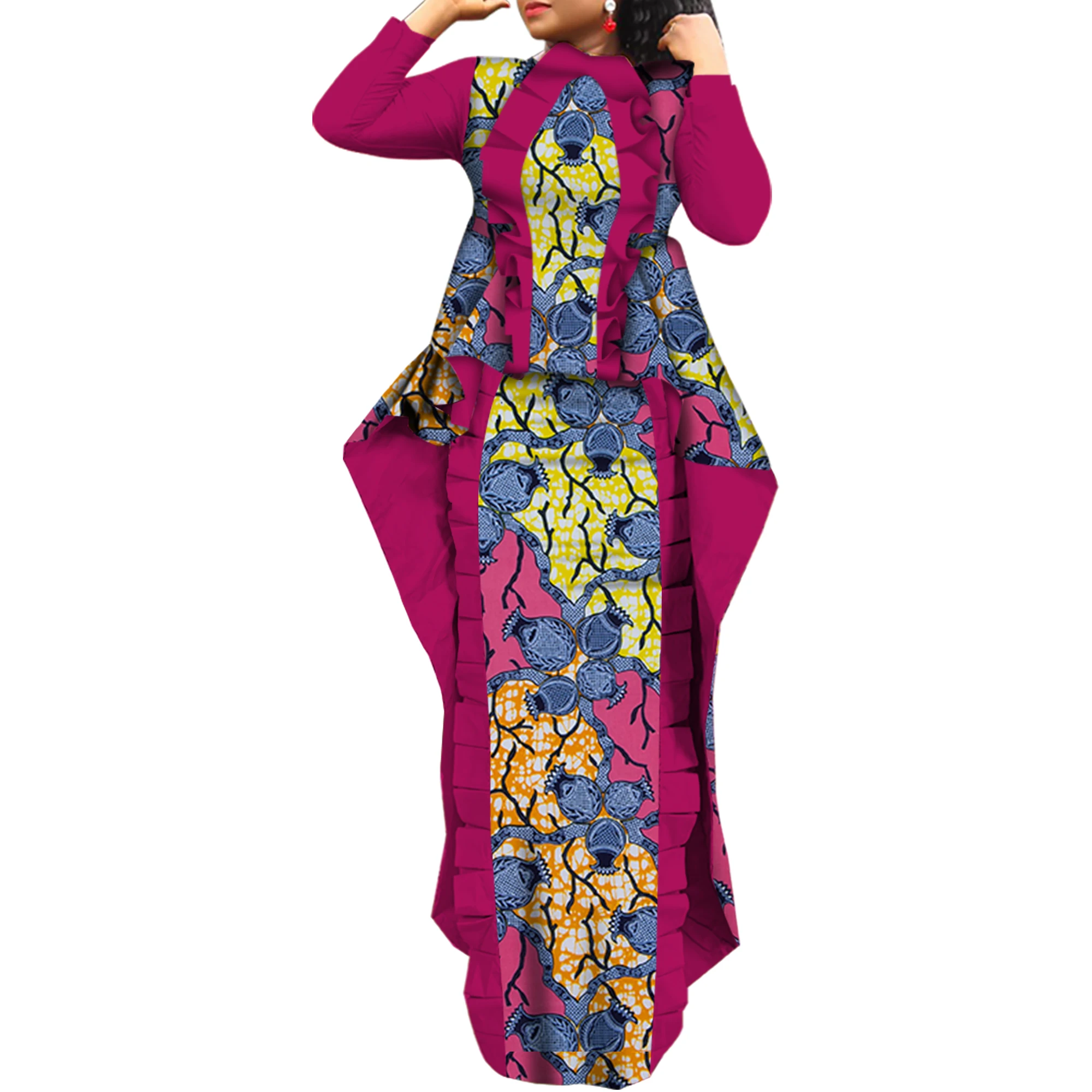 الشرقي مجموعة تنورة الأفريقية مجموعة الأفريقية طباعة الأفريقية طويلة تكدرت القمم والتنانير الطويلة الملابس الأفريقية للنساء وتتسابق WY6025 #4