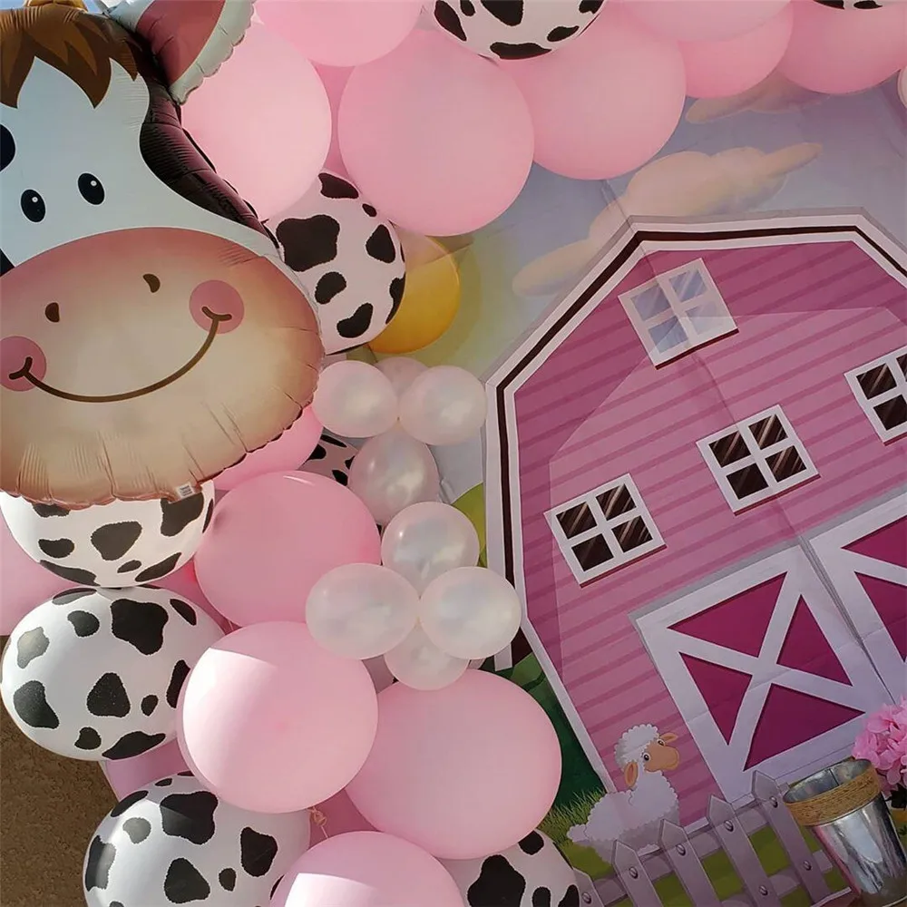 48pcs Farm Animal Cow Theme Party Decoration Balloon Set with Cow Print Balloon for Children\'s Birthday Decoration