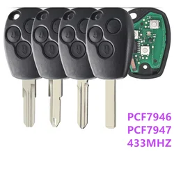1 SZTUK 3-przyciskowy zdalny kluczyk 433MHz PCF7946 PCF7947 Chip do Renault Duster Modus Clio 3 Twingo DACIA Logan Sandero Kangoo