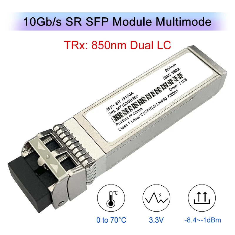 Módulo transceptor de fibra óptica para HP J9150A/J9150D SFP, 10Gb, 10Gbase-SR, multimodo, 850nm, dúplex, LC, 300m, SFP +, interruptor de turbo