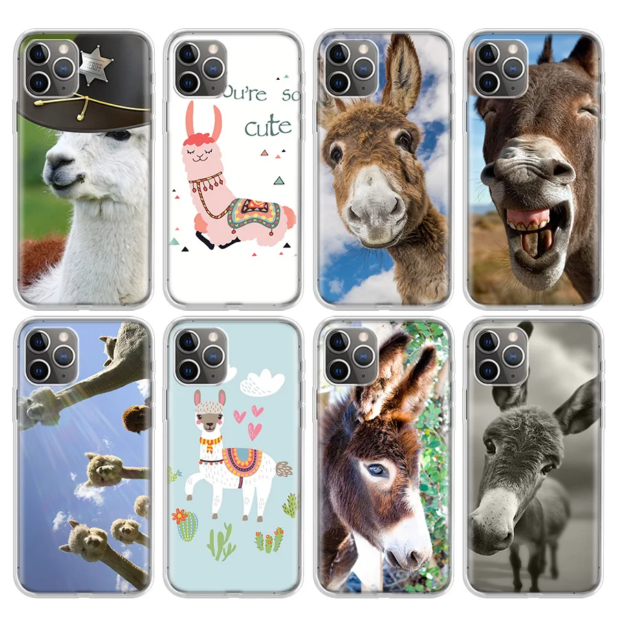 Cute alpaca donkey Phone Case For Apple iPhone 11 13 14 15 16 12 Pro Max SE X XR XS 7 8 Plus Pattern Soft TPU Back Cover 11 13 1