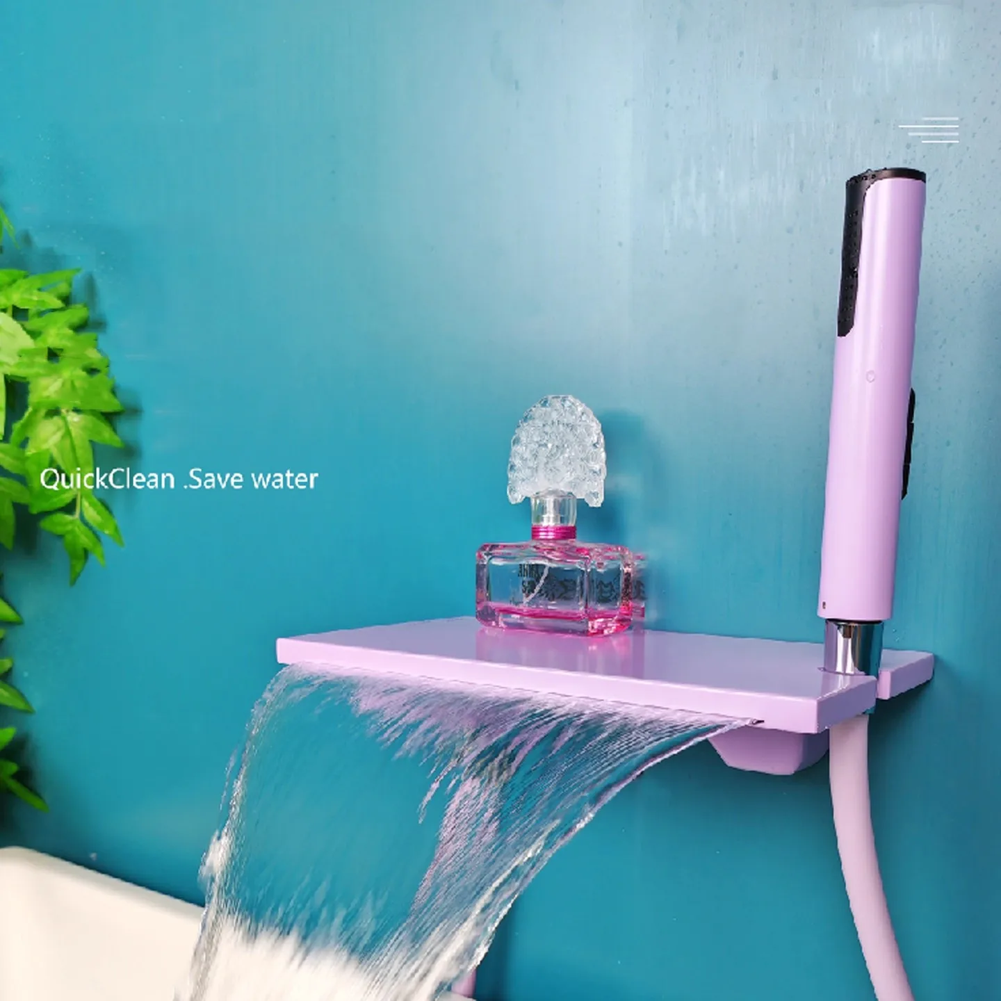 

Bathroom Bathbub Faucet Set Brass Wall Mounted Hot and Cold Big Plate Waterfall Shower Faucet Fashion New