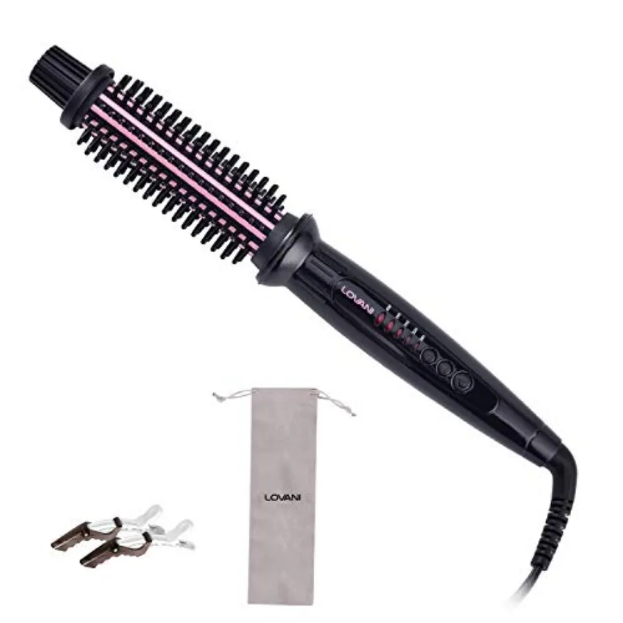

Curling Iron Brush, Hair Curling Wand with 1 Inch Ceramic Tourmaline Ionic Barrel, Dual Voltage Instant Heat Up Travel Hair Cur