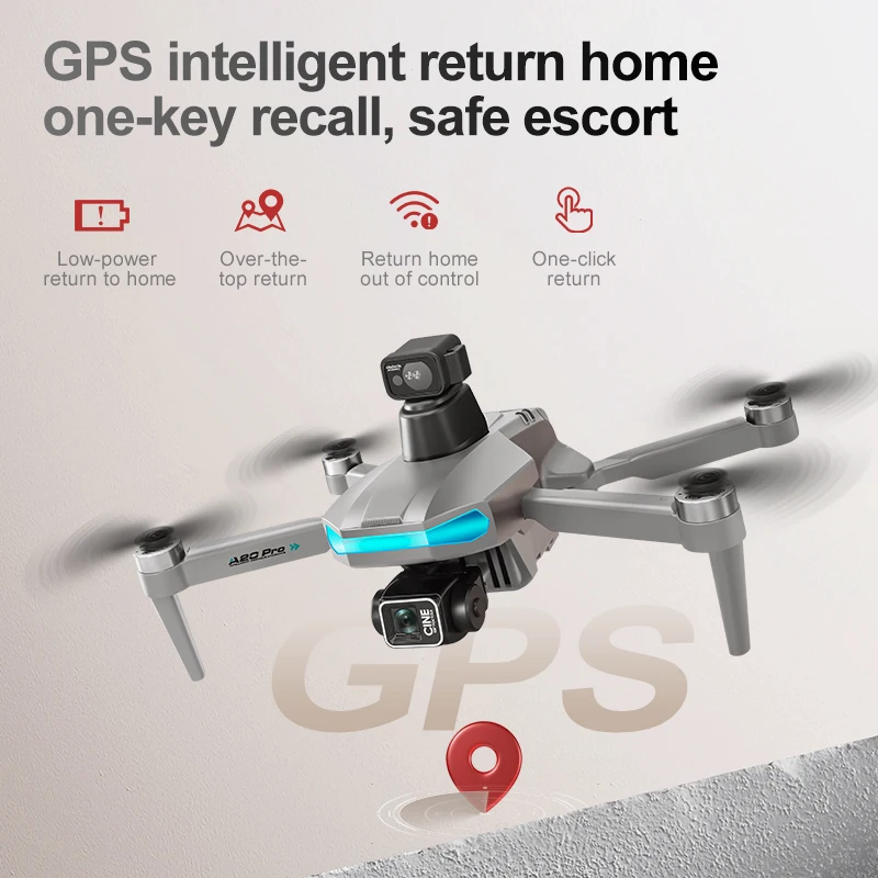Nieuwe A20 PRO GPS Drone Cam 5KM 4K Professionele HD Dubbele Camera 3-As Gimbal 360 °   Borstelloze quadcopterdrones voor het vermijden van obstakels