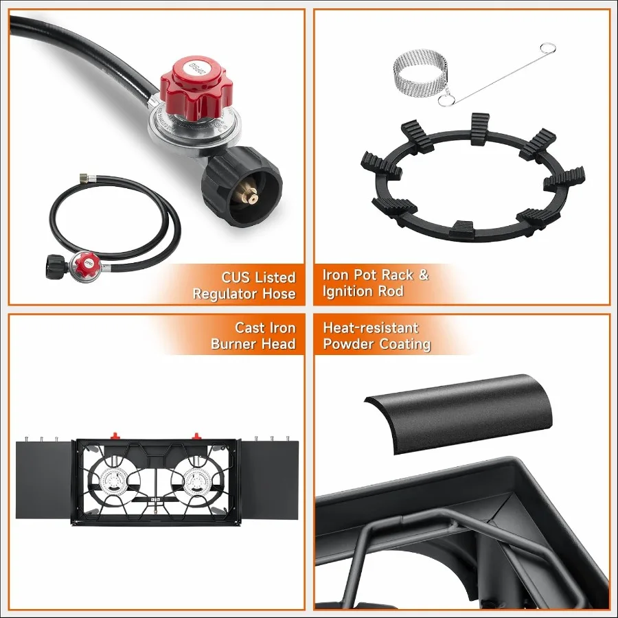 SKOK 2 الشعلات موقد البروبان المحمول مع لوحة الرياح رفوف جانبية موقد التخييم المحمولة مع كفاءة عالية البروبان الموقد Ou #3