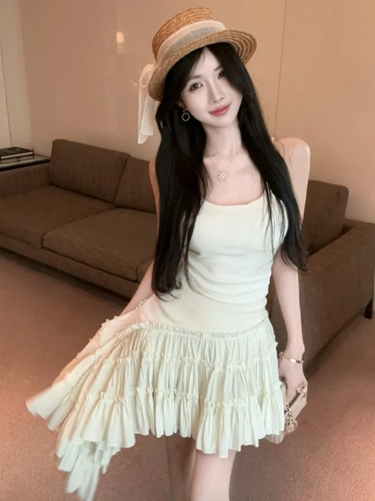 

Irregular Hem Strap Vest Women's Summer Thai Spicy Girl One Shoulder Puffy Tube Top Beautiful Korean Style Commute Slim Fit