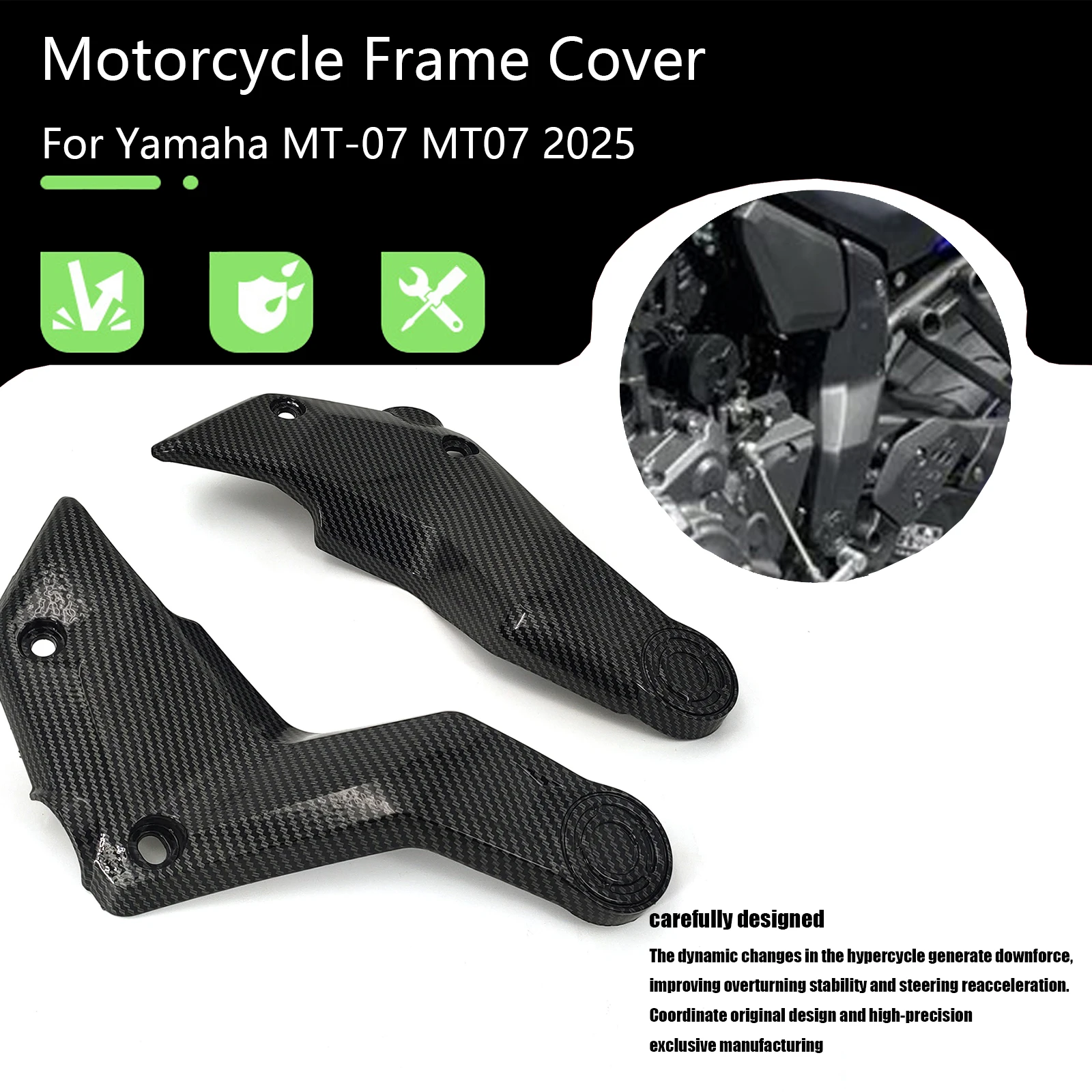 New Motorcycle Frame Cover Guard Protection For Yamaha MT-07 MT07 2025 Panels Engine Trim Fairing ABS Carbon Fiber view 2