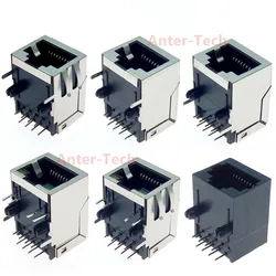 5PCS RJ45 socket 8-pin cable interface shielded crystal headlight copper shell connector female 8P8C Ethernet network