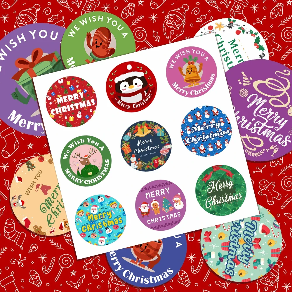 80 types Merry Christmas Stickers Self-adhesive Christmas Tree Santa Claus Seal Labels Envelop Seal Gift Sealing Christmas Decor