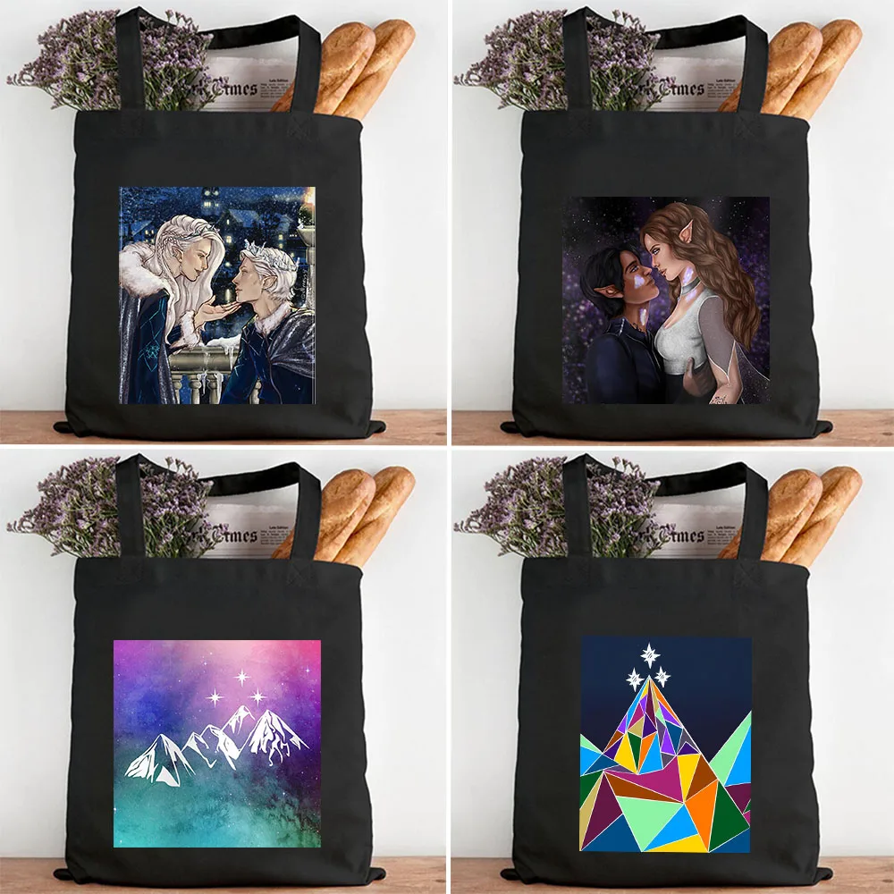 A Court Of Mist And Fury ACOTAR Night Court Feyre Rhys Women's Canvas Shoulder School Messenger Tote Bag Cotton Shopping Handbag