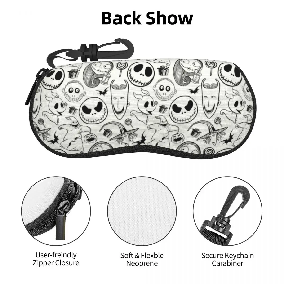 Étui de protection personnalisé pour lunettes de soleil, coque à motif de L'Étrange Noël de monsieur Jack Skellington