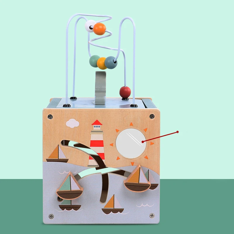 Wooden 5-in-1 Activity Cube for Toddlers 4