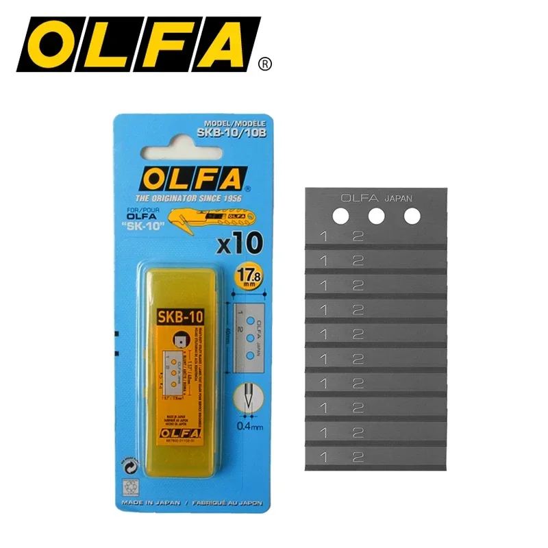 OLFA SKB-10/10B Spare Blade 10PCS 17.8*40mm Replacement Blades for SK-10 Cutter Safety Knife Blade Cutting Tools