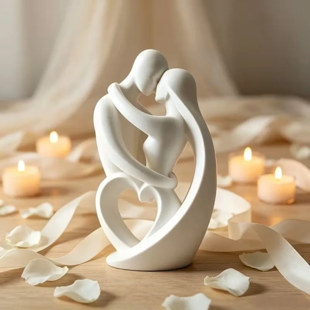 3D Printed Hugging Couple Sculpture Romantic Minimalist Embracing Couple Ornament Funny Plastic Lovers Figure Table Figurines