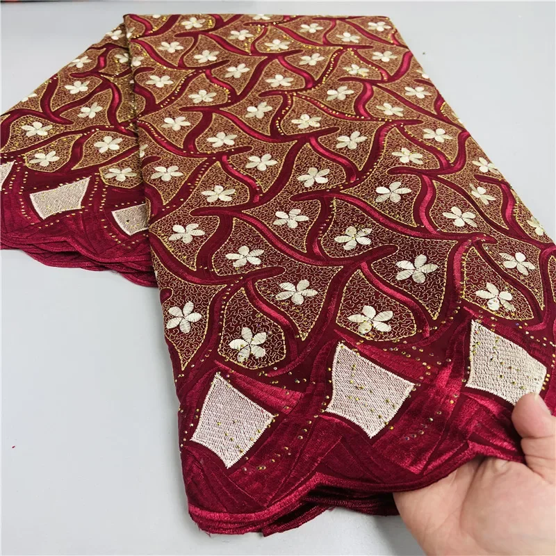 5 Yards Afrikaanse Zwitserse Voile Kant Stof Borduurwerk Hoge Kwaliteit Met Stenen Droog Kant 100% Katoen Voor Bruiloft 29l882902