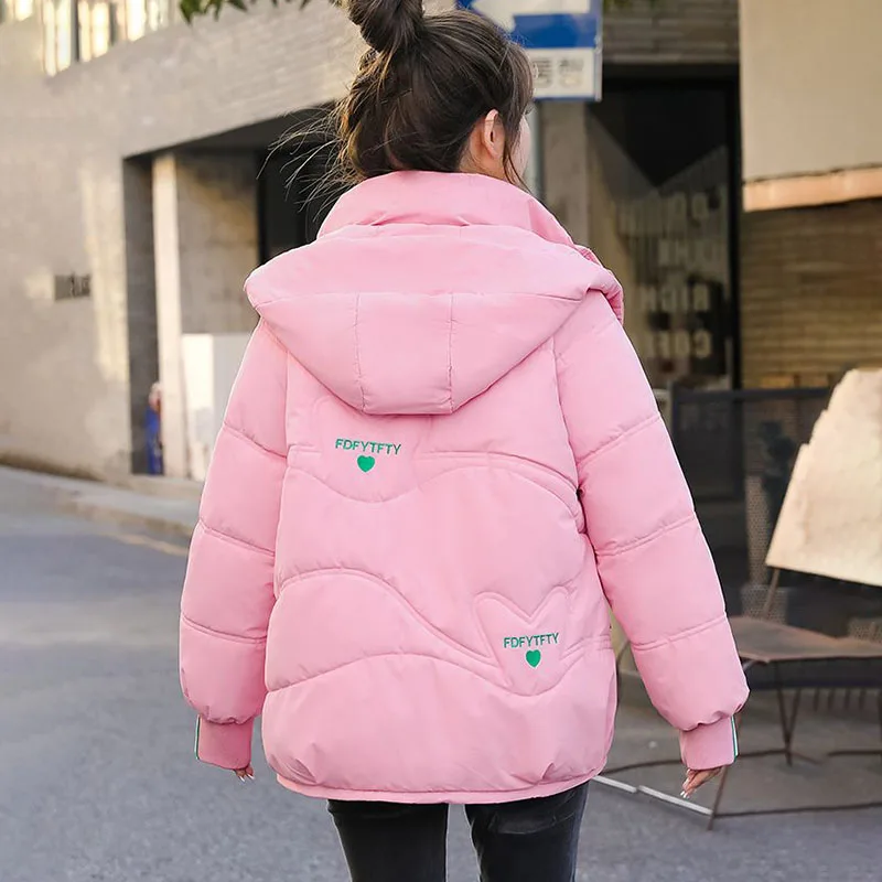 Winter Korean New Chic Down Cotton-Padded Jacket Women's Outwear Short Loose Thick Warm Parka Student Embroidered Cotton Jacket