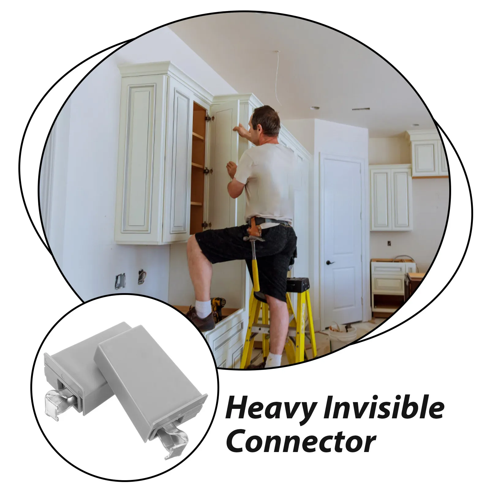 2Pcs Heavy Duty Invisible Cabinet Connectors for Kitchen Wall Cabinets Soft Close Concealed Hinges Frameless Hidden Fasteners view 5