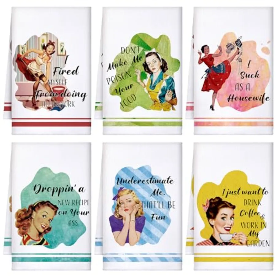 

Забавный набор кухонных полотенец, 6 шт., забавное полотенце для домохозяйки, деревенское банное полотенце для рук в деревенском стиле для праздника, Рождества, подарок для ванной комнаты 2