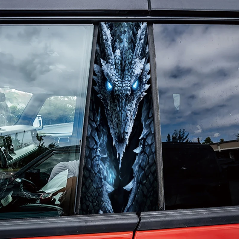 

2 pieces of automotive B-pillar film Ice Dragon Glossy material protective film