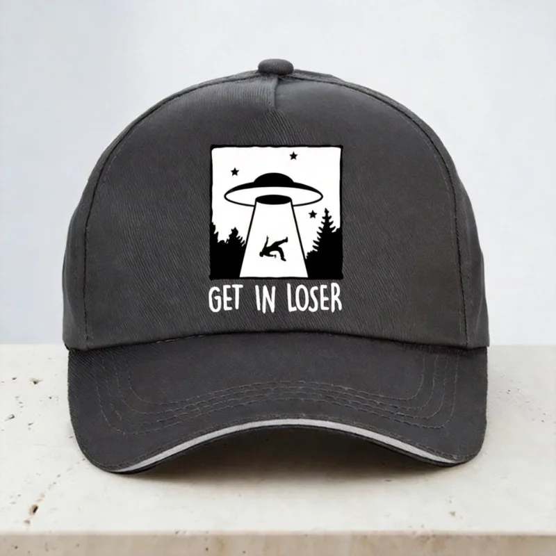 Get In Loser It Was Sucked Away By The Spaceship In The Forest Baseball cap Creative Design alien Hat Golf Snapback hats