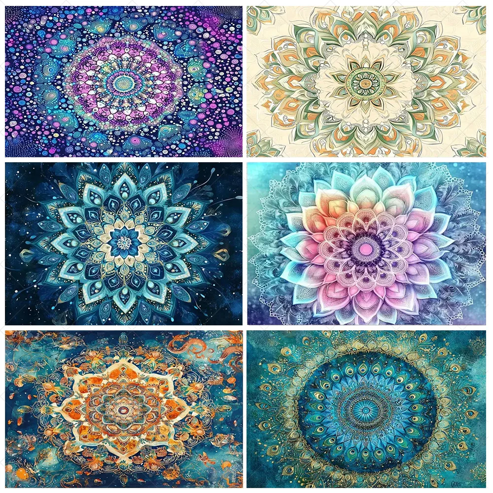 

Abstract Mandalas Photography‌ Backdrop Aesthetic Painting Background Banner Party Living Room Wall Decoration Photo Shoot Prop