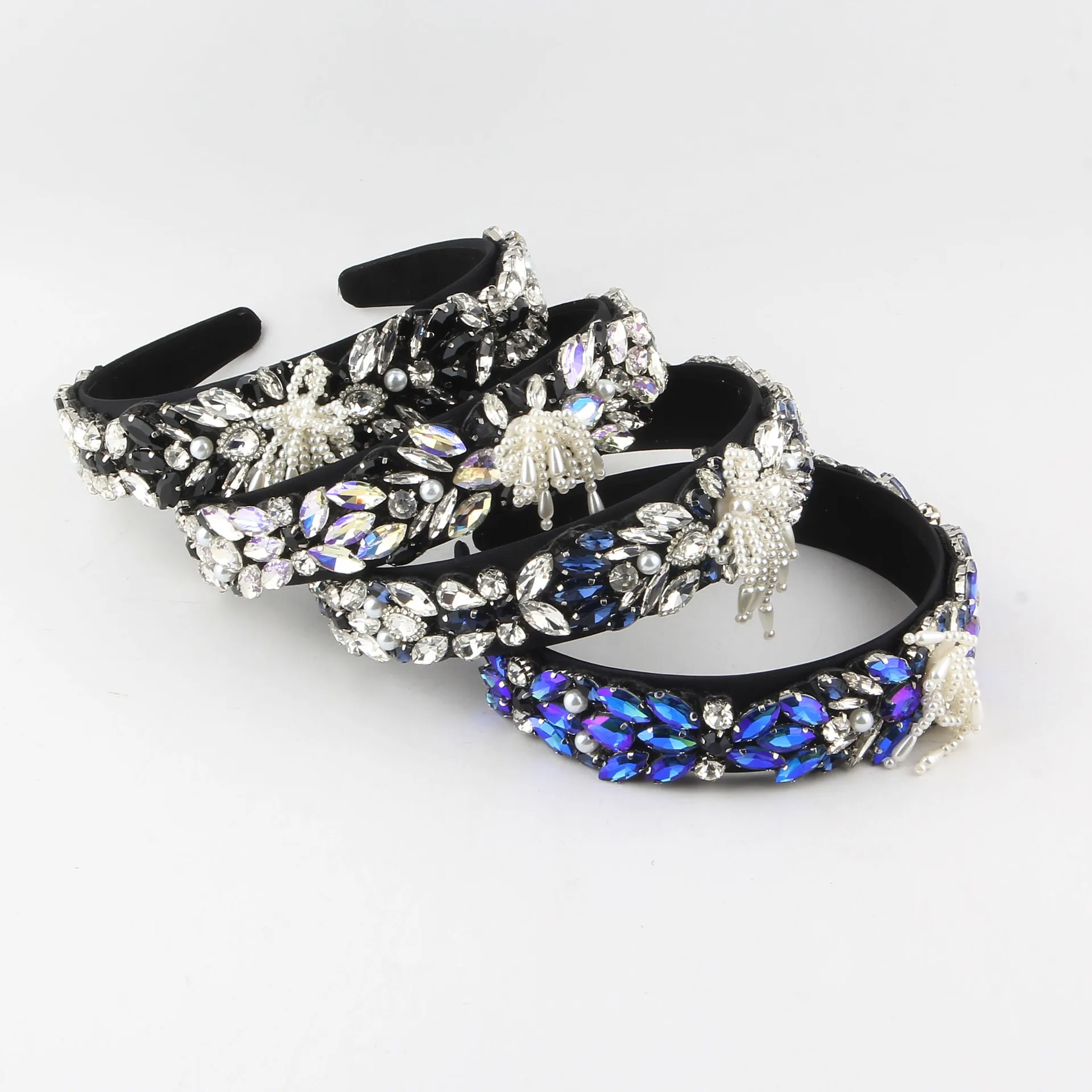 New headband Baroque heavy industry diamond pearl wide edge headband retro high-end banquet hair accessories headgear women