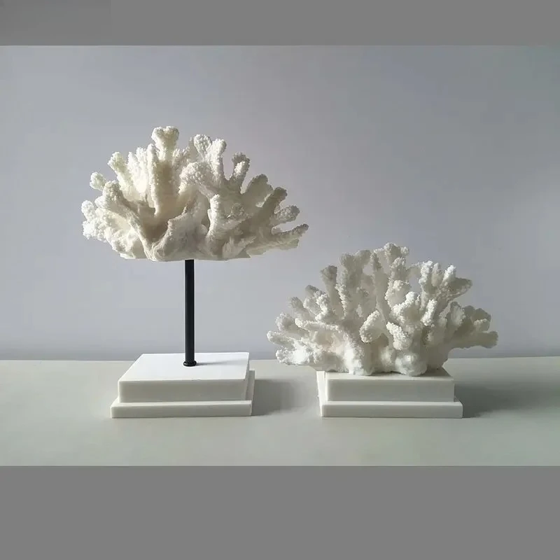 Simulated White Coral Statue Resin Crafts Modern Artwork Desk Decoration Ornaments Coral Sculpture Room Aesthetics Decor