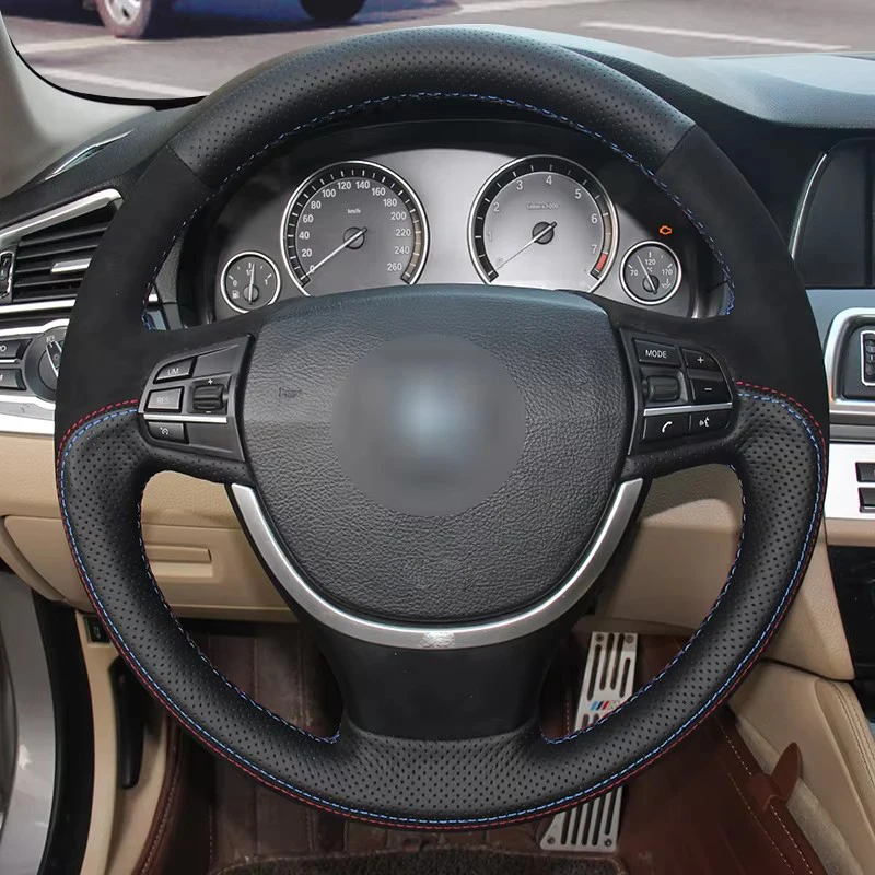 Black Suede Car Steering Wheel Cover for BMW F10 F07 (GT) 2009-2017 F11 2010 2011 2012 2013 2014 2015 2016