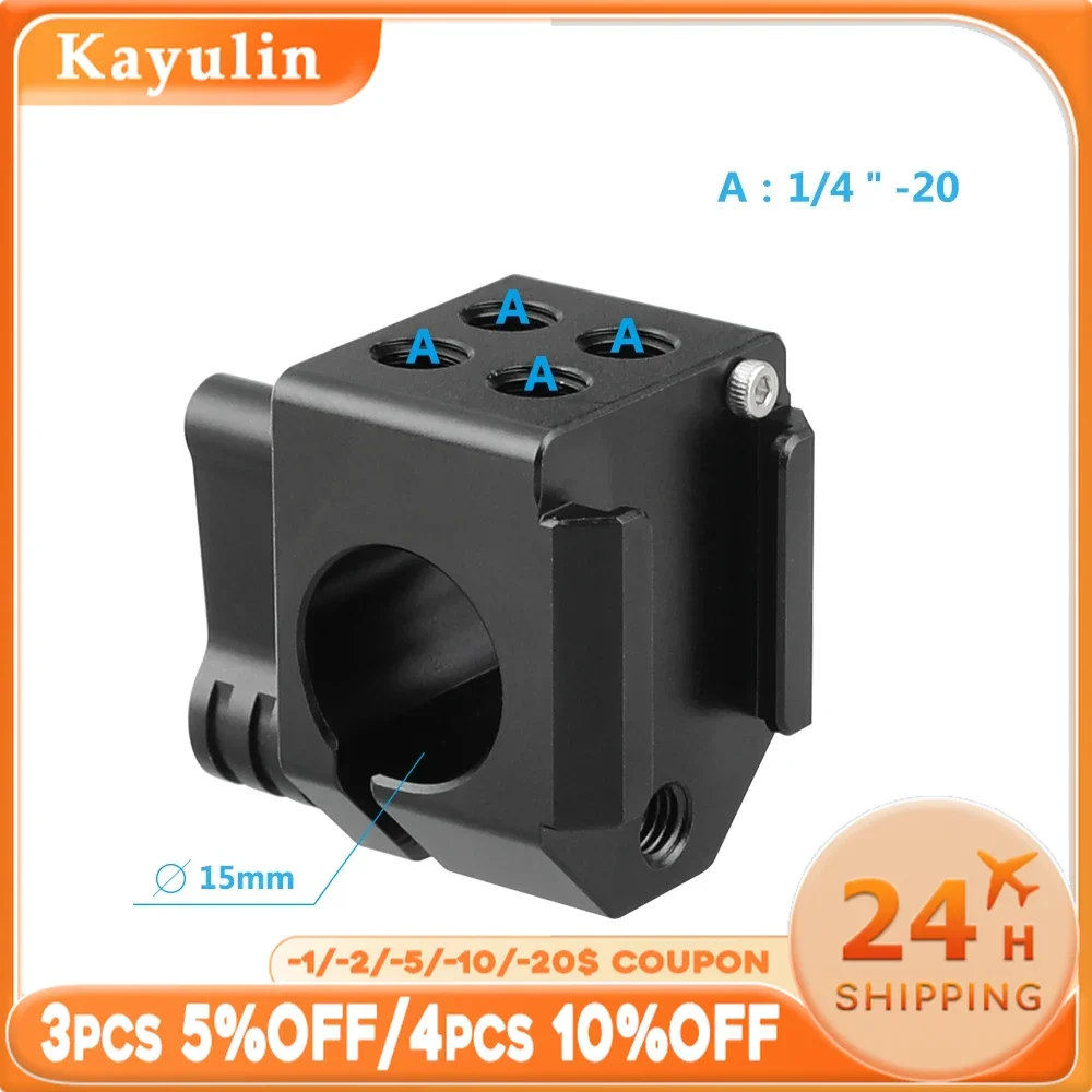 Kayulin new design Cold Shoe Rod Clamp Black Wingnut for DSLR 15mm rail system