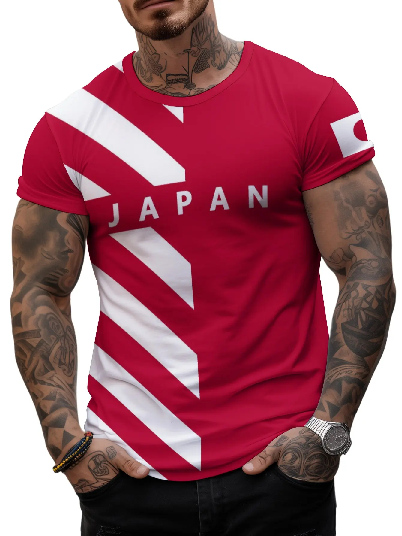 Japan Football Fan Gear Men\'s Soccer T-shirt Jersey 2024 Summer Short Sleeve Oversized Clothing 3D Printed Casual Fashion