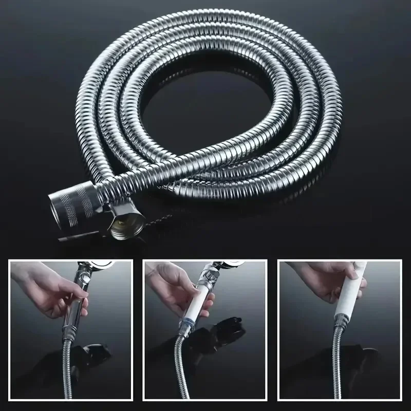 

1pcs 1.5M Stainless Steel Hose Extension Tube Bathroom Shower Tube Extension Tube Water Pipe Draw Tube Bathroom Accessories