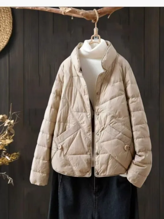 شتاء جديد خفيف رقيق ort المرأة أسفل Jaet الكورية Faion فضفاض دافئ Du أسفل معطف ريترو Sle ألياف البوليستر الدفء