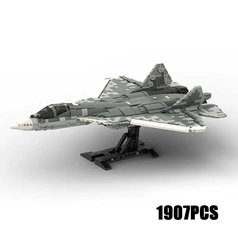 

Moc Building Bricks Military Model SU-57 Felon Combat Fighter Technology Modular Blocks Gifts Christmas Toys DIY Sets Assembly