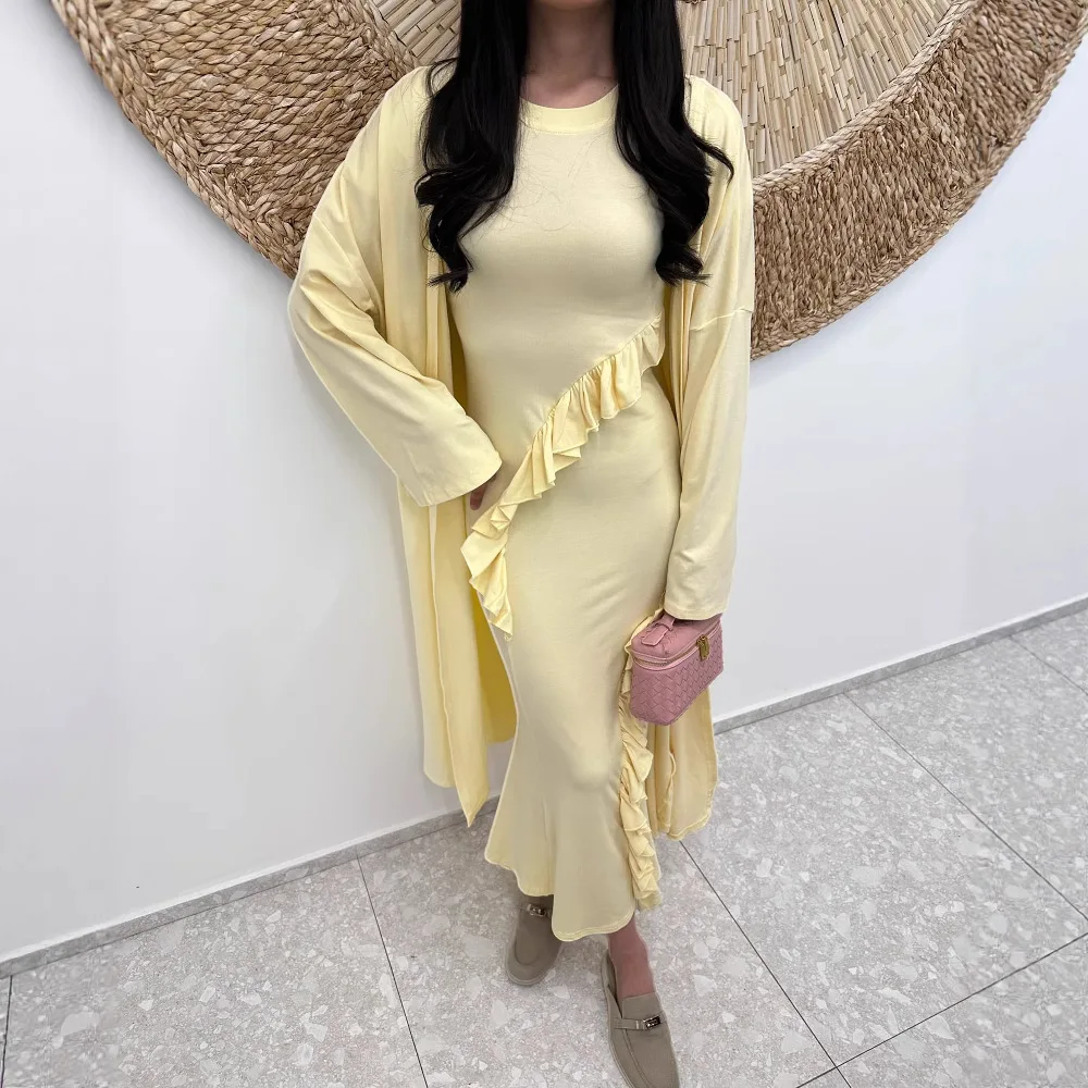 Nouveauté mode élégante manches évasées robe longue avec volants femmes Style français cour robe douce dame robes de bal