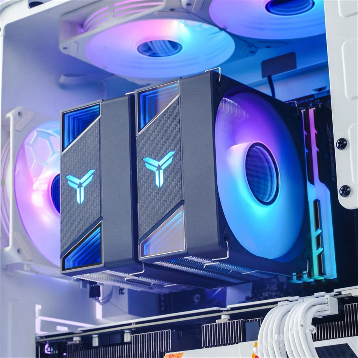 AS62 CR-3000 ARGB Dual-Tower Процессорный кулер, радиатор с двумя вентиляторами, 7, поддержка охлаждения с высокой тепловыми трубками AM5/Intel LGA 1700, черный