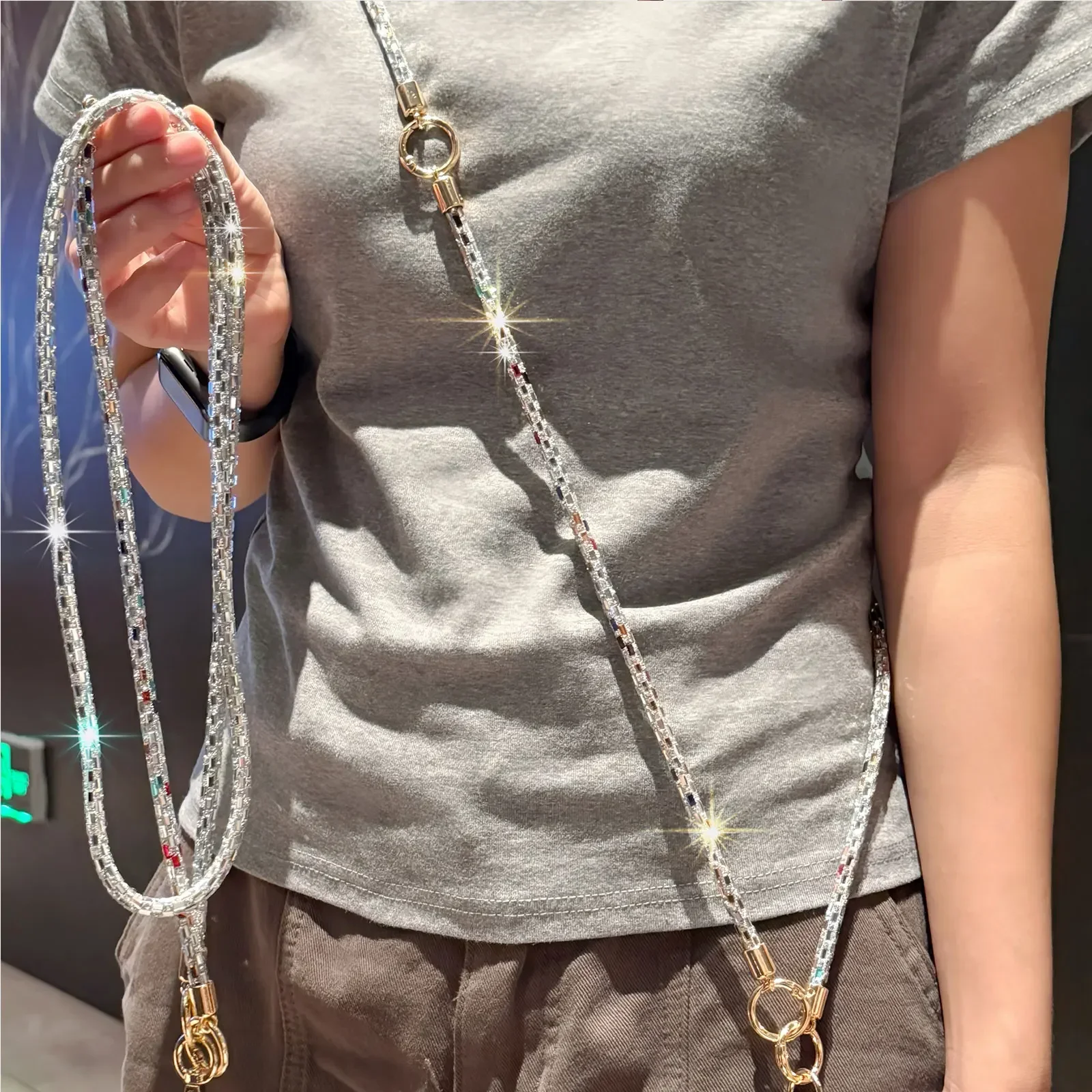 

Модный ремешок для телефона через плечо с кристаллами для Iphone Samsung Huawei Xiaomi IPHON, веревка для отдыха на шею, подвесной ремешок для шнура