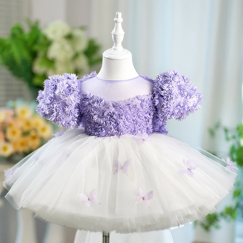 

Girls' Princess Dress Summer Dress Children's Western Style Dress with Butterfly Wings Baby Performance Bubble Sleeve Dress Veil