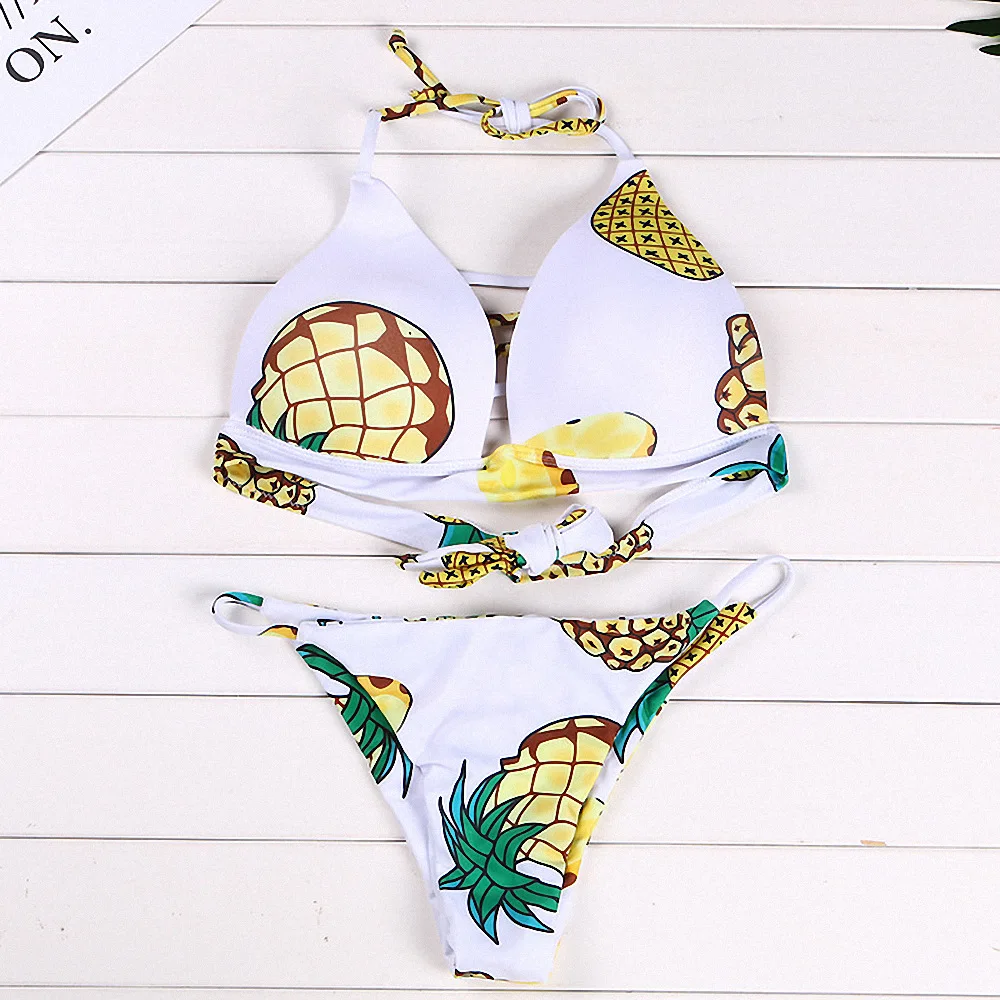 Modna konstrukcja liny do pończoch z nadruk ananas technologią, urocza i seksowne bikini