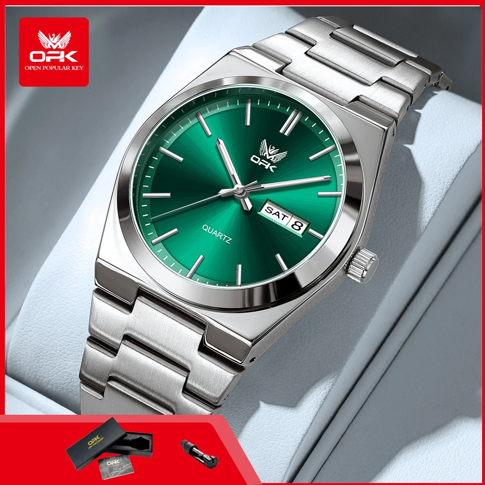 

OPK 8189 Man Business Quartz Watches Stainless Steel Calendar Fashion Luminous Waterproof Simple Fashion Men's Dress Wristwatch