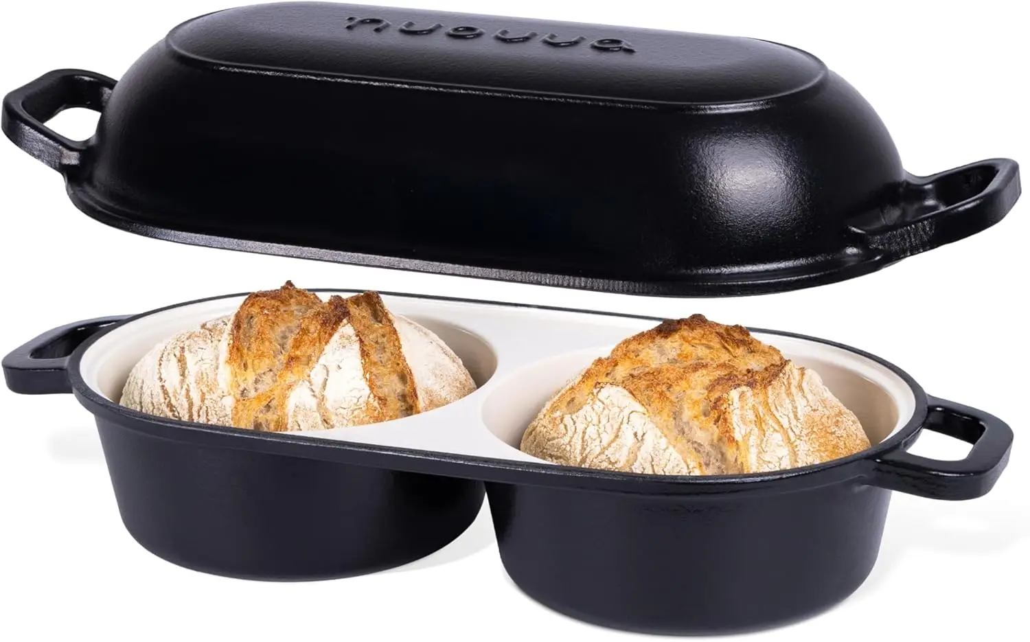 

Enamelled Cast Iron Dutch Oven for Sourdough Bread – 500°F Safe, Non-Stick, 2 Loaves, 16.5cm Each