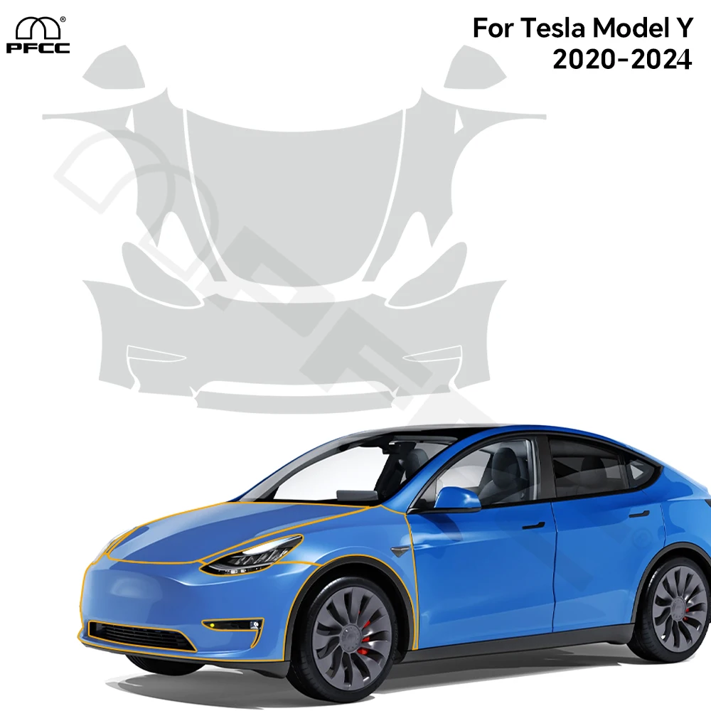 

Car TPU Paint Protection Film For Tesla Model Y 2020-2024 Pre-cut PPF Clear Bra Invisible Anti-scratch Resistant Repairable Kit