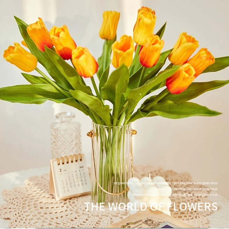 Tulip Artificial Flower Bouquet, Fake Flower, Soft, Real Touch, Wedding Decoration, Home Garen Decor, 1Pc