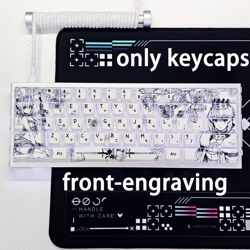 SaberKey cap Line drawing style Black and white combination Solid Color Series Original factory height PBTMaterial Sublimation