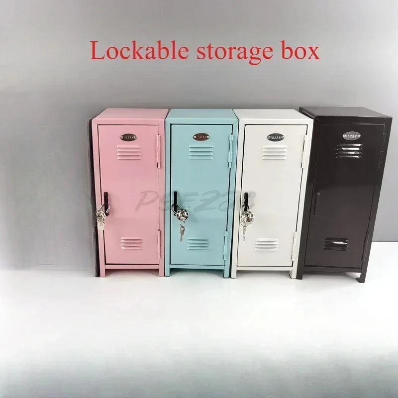 Iron Storage Box Dormitory Cosmetics Storage Cabinet Mini Safe Girls\' Holiday Gifts Desktop Small Items Mini Storage Cabinet
