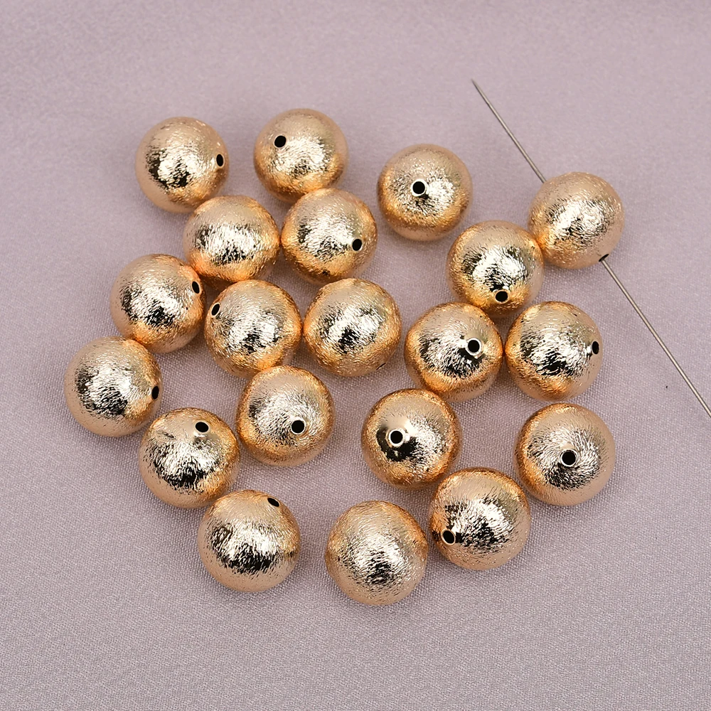 

APDGG 20 Pcs 16mm Copper Ball Brushed Beads Gold Plated Jewelry Findings DIY